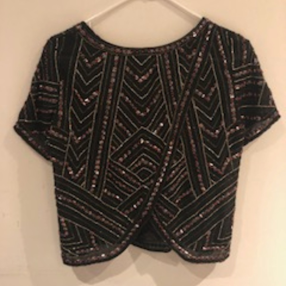 🌟HP🌟PARKER NY BEADED TOP / BLACK & RED / SIZE XS